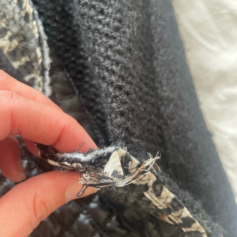 Vintage Monroe & Main Quilted Faux Leather Trim animal print Cardigan Jacket - Picture 13 of 16